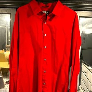 Express button down dress shirt , 1mx athletic fit xxl -18-18.5 bright Red